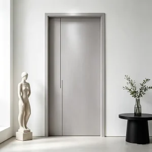 Dark Gray Minimalist Flat Panel Interior Door Waterproof Silent Magnetic Close for Hotel