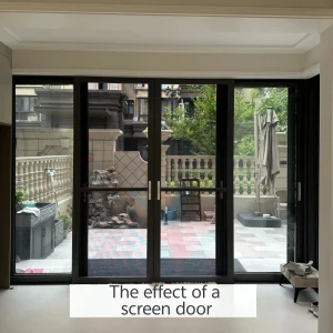 Dark Grey Aluminum Glass Multi-Track Exterior Sliding Door for Living Room, Entry, Villa, and Balcony