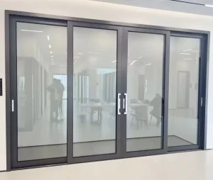 Dark Grey Glass Exterior Entry Sliding Door Waterproof for Villa Apartment Hotel