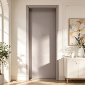 Dark Minimalist Flat Panel Interior Door Full Core Mechanical Board E0 Formaldehyde Free Silent 45 Degree Bevel for Hotel
