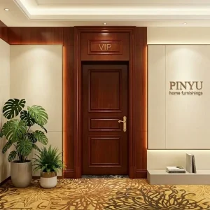 Dark Walnut Three Recessed Panel Solid Wood Wardrobe Interior Door