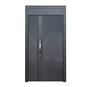 Decorative Exterior Unequal Double Security Door