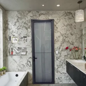Decorative Glass Waterproof Bathroom Door Glass Shower Aluminum Swing Door