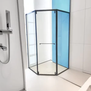 Diamond Shape Sliding Shower Room Tempered Glass Matte Black Finish Portable Design Bathroom Hotel