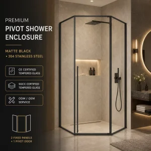 Diamond Shaped Framed Sliding Shower Door with Durable Track System