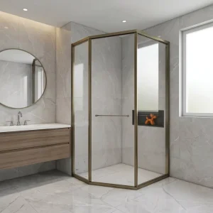 Diamond Shaped Shower Cabin Stainless Steel Frame Double Sliding Door Clear Tempered Glass Modern Bathroom Shower Enclosure