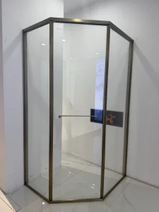 Diamond-Shaped Stainless Steel Sliding Tempered Glass Corner Shower Enclosure