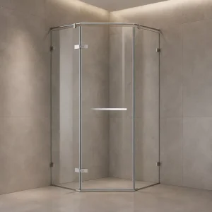 Diamond Shower Enclosure with 8mm Clear Glass Frameless Swing Door and Stainless Steel, Without Shower Tray