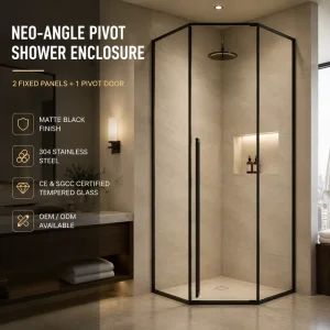 Diamond Two Fixed One Pivot Stainless Steel Framed Shower Door