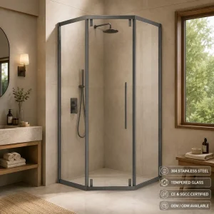 Diamond-Type Two-Solid Single Sliding Shower Door Tempered Glass Stainless Steel 8mm Thick
