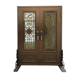 Direct Factory Supply Modern Wrought Iron Eco-Friendly Outdoor Courtyard Entrance Door Double-Leaf Hinged Swing Durable