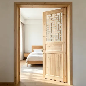 Direct Manufacturer Solid Fir Wood Lattice Indoor Door
