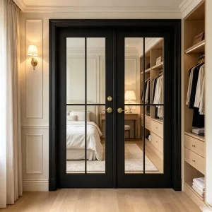 Direct Source Factory Indoor Floor Double Leaf Glass Door Dust Resistant Door for Apartment Bedroom Partition
