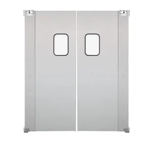 Double Aluminum Swinging Traffic Door with Window Opening