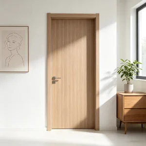 Double-Door Wooden Interior Door Set, Engineering Design, Water-Resistant, Bedroom, Apartment and Hotel Use