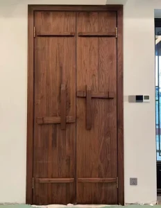 Double Entrance Red Oak Interior Wood Door with Mortise and Tenon Joint for Villa