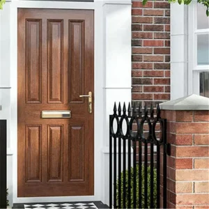 Double Entry Door With Steel Entrance and Wooden Design