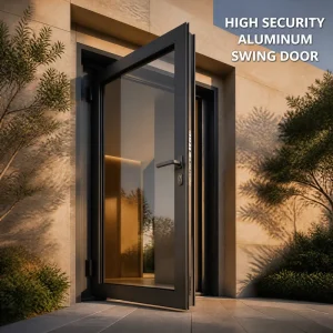 Double-Glass Interior Aluminum Alloy Casement Door, Waterproof Finished Surface, Villa or Hotel