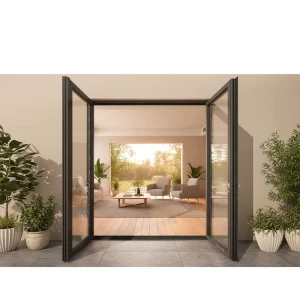Double Glass Swing Casement Door Custom Size for Interior Use