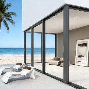 Double-Glazed Aluminum Alloy Sliding Door with Nylon Thermal Insulation, Soundproofing, and Waterproofing