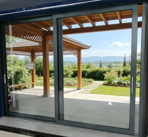 Double-Glazed Black Aluminum Alloy Heat-Insulating Soundproof Exterior Sliding Door for Villa