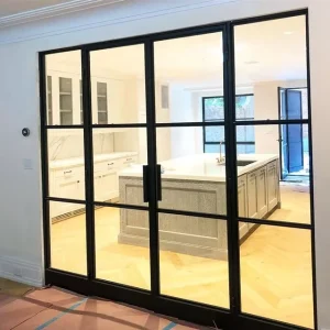 Double-Glazed Double Swing Door with Low-E Glass and Grill Design