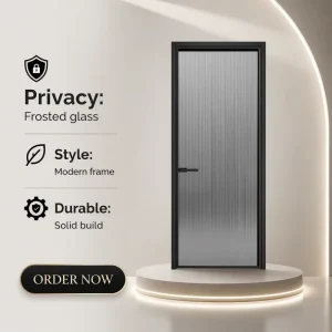 Double Glazed UPVC Casement Door PVC Swing Glass Entry Doors Interior Exterior Modern For Houses