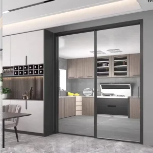 Double Layer Tempered Glass Aluminum Frame Sliding Door Indoor Balcony Outdoor Narrow Ultra thin Exposed Platform Sliding Door