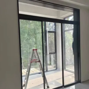 Double Layer Tempered Glass Aluminum Frame Sliding Door Indoor Balcony Outdoor Narrow Ultra thin Exposed Platform Sliding Door
