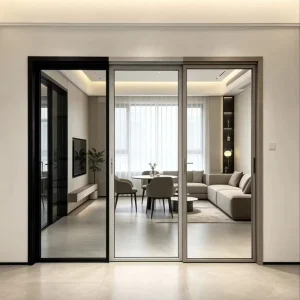 Double-Layer Tempered-Glass Aluminum-Frame Sliding Door, Indoor/Outdoor, Balcony, Narrow Ultra-Thin Exposed Platform