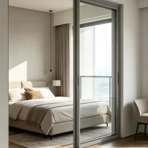 Double-Layer Tempered Glass Aluminum-Frame Sliding Door for Indoor Balconies and Outdoor Platforms