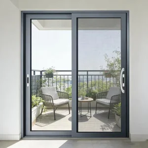 Double-Layer Tempered Glass Aluminum-Frame Sliding Door for Indoor Balcony and Outdoor Platform