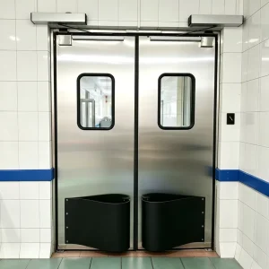 Double Leaf 304 Stainless Steel Free Impact Swing Door With Sight Window for Food Processing Factory Workshop