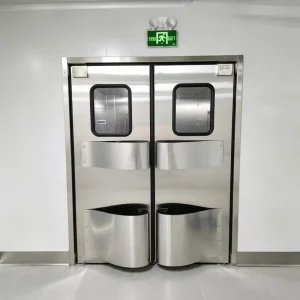 Double-Leaf 304 Stainless Steel PE Anti-Collision Free-Impact Door, CE Certified, for Cleanroom and Cold Storage