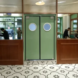 Double Leaf Bidirectional Free Crash Swing Door With Observation Window for Bakery Butcher Shop Back Aisle