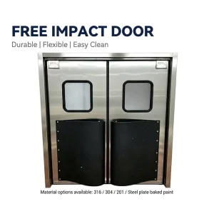 Double Leaf Free Impact Door 304 Stainless Steel PE Anti Collision Board Dual Swing Cleanroom Factory