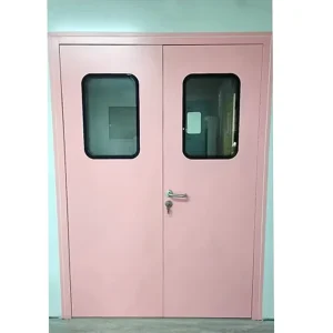 Double-Leaf GMP Cleanroom Stainless Steel Swing Entry Door with Tempered Glass, Anti-Fog, Waterproof, for Medical Laboratory
