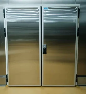 Double-Leaf Hinged Swing Door with Stainless Steel Frame and Anti-Frost Heating Wire, Custom Dimensions