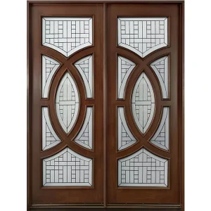 Double Leaf Solid Wood Entrance Door