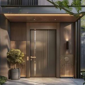 Double Leaf Stainless Steel Anti Theft Entry Door with Long Handle