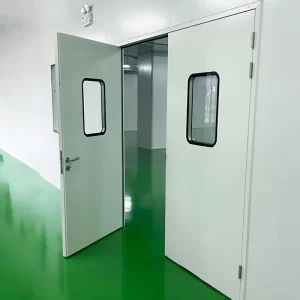 Double-Leaf Steel Cleanroom Swing Door with Observation Window for Laboratory Cleanroom Facility