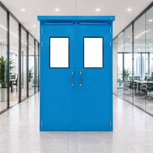Double Opening Auto-Rebound Stainless Steel Swing Door with Windproof Design for Hospital Negative Pressure Interiors