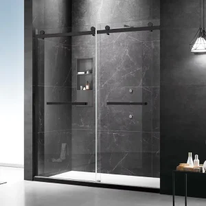 Double Sliding Shower Door 60 In. W X 74 H Framed 5/16 in (8mm) 18 Ch Pull Handle