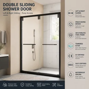 Double Sliding Shower Doors, Space-Saving Design for Small Bathrooms