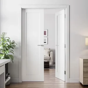 Double Swing 1 Panel Solid White Shaker Interior Door for Houses