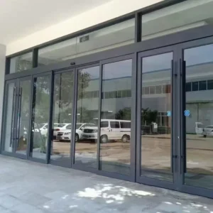 Double Swing Aluminum Door with Sound, Heat, and Water Protection for Hotel Exterior Installation