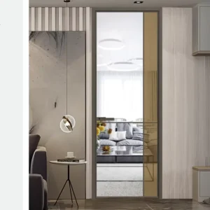 Double Swing Aluminum Glass Door Extremely Narrow Frame Suits Washroom Modern Apartment Minimalist