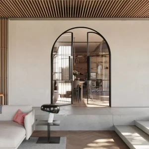 Double-Swing Interior Door, Aluminum Glass, Windproof Thermal Break, Energy Saving, for Villa, Apartment, and Hotel