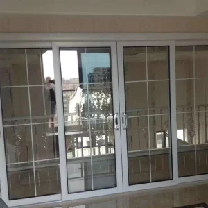Double Tempered Glass Sliding Door with Narrow Aluminum Frame and Hidden Track for Interior Partition Walls