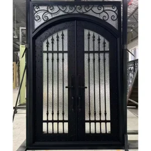 Double Wrought Iron Security Door, Anti-Theft Steel Metal Main Entry Door